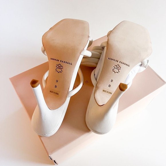 NWT LOEFFLER RANDALL Napa Bow Stiletto Slide Sandals Optic White - Picture 5 of 9